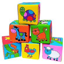 Load image into Gallery viewer, Cartoon Design Cloth Building Blocks Stuffed Doll Newborn Child Soft Plush Cubes Educational Baby Toy 0-12 Months