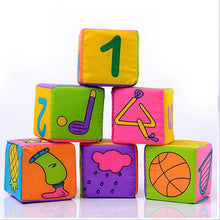 Load image into Gallery viewer, Cartoon Design Cloth Building Blocks Stuffed Doll Newborn Child Soft Plush Cubes Educational Baby Toy 0-12 Months