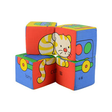 Load image into Gallery viewer, Cartoon Design Cloth Building Blocks Stuffed Doll Newborn Child Soft Plush Cubes Educational Baby Toy 0-12 Months